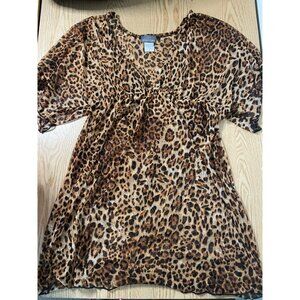 New Women’s Jordan Taylor Sheer Swimsuit Cover Up Kimono Animal Print size Small
